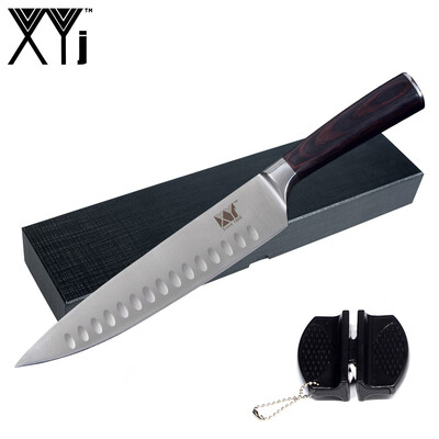 

XYj 8 inch Chef Stainless Steel Knife Handmade Sharp Blade Kitchen KnifeHousehold Mini Knife SharpenerGift Box Cooking Tools
