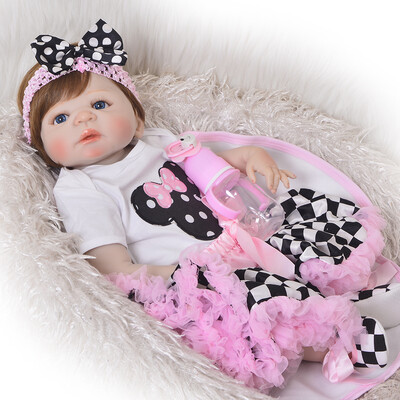 

Hot Sale Black Skin 23 57 cm Reborn Baby Doll Full Body Silicone Realistic Princess Girl Baby Doll Toy For Children Xmas Gift