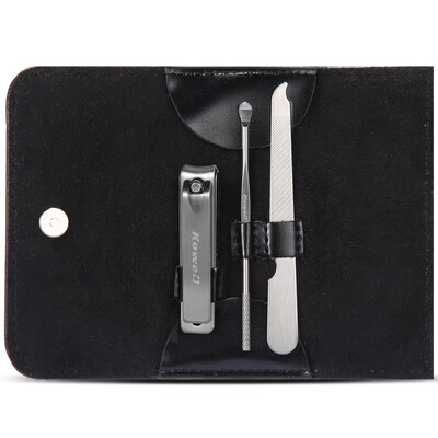 

Korea Kowell Han Kewei stainless steel nail clipper set anti-splash nail scissors personal care repair capacity combination 3 piece set KA302 black