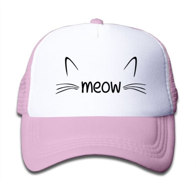 

Mesh Baseball Caps Kids Cat Meow 2 Cartoon Adjustable