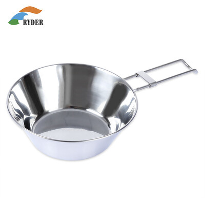 

RYDER M1005 Stainless Steel Bowl with Foldable Handle Portable Outdoor Camping Tableware Cookware