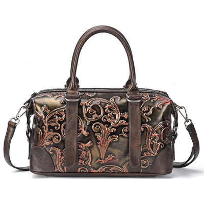 

Women Handbag Genuine Leather Embossing Brush Bags luxury fashion Handbags ladies Shoulder female Retro crossbody Messenger bag