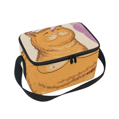 

ALAZA Lunch Box Insulated Lunch Bag Large Cooler Hand Red Cat Tote Bag