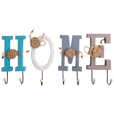 

UpperX Creative American Village Wooden "HOME" Letter Wall Decor Hook Home Clothing Shop Wall Decor Clothes Hook Wall Decor