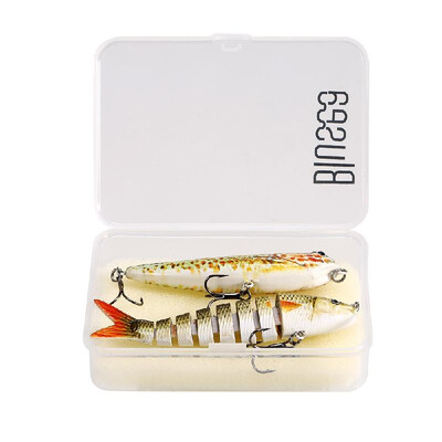 

Blusea 2PCS Bionic Hard Fishing Bait Set Segmented Jointed Fishing Bait Lifelike Swimbait Kit Fishing Tackle