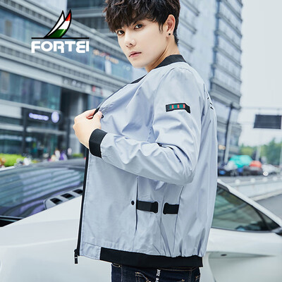 

Fu Yi FORTEI jacket mens jacket 2019 spring new fashion stand collar trend casual baseball uniform solid color youth mens shirt 8831 black