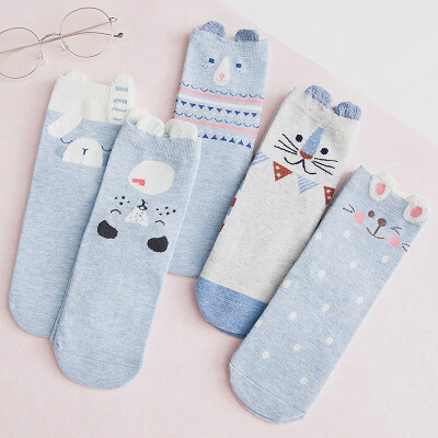 

Ladies cartoon socks cotton Japanese cute animal pattern in stockings 5 pairs