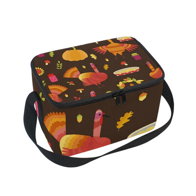 

ALAZA Lunch Box Insulated Lunch Bag Large Cooler Thanksgiving Seamless Pattern Tote Bag