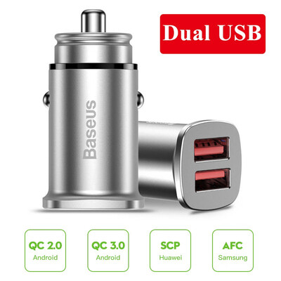 

Baseus 30W Dual USB C PD Quick Charge QC 40 Car Charger Fast Dual USB PD AFC SCP Car Phone Charger Auto charging Adapter