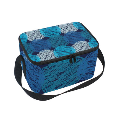 

ALAZA Blue Abstract Dot Lunch Box Insulated Lunch Bag Large Cooler Tote Bagfor Kids Men Women