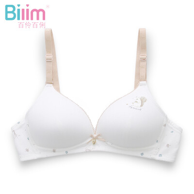 

Hundreds of young girls without steel ring bra development period cotton junior high school bra small chest student underwear 91024 tooth white 75A