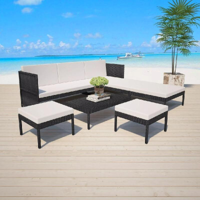 

Garden Sofa Set 15 Pieces Poly Rattan Black