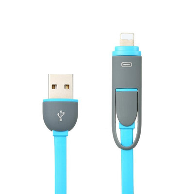 

USB Charging Cable 2 in 1 Charging Cable Micro USB Lightning Ports Mobile Phone Charger for iPhone Android Green