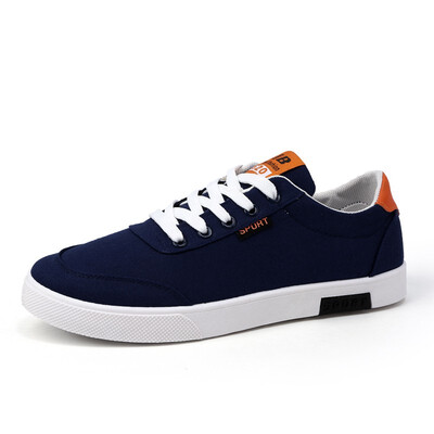 

Mens low-top canvas shoes Korean fashion breathable sneakers laced flat-soled casual shoes