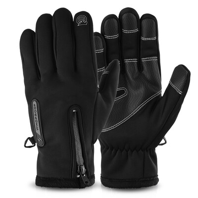 

Outdoor Sports Touchscreen Bike Gloves Winter Thermal Windproof Full Finger Cycling Gloves Anti-slip Bicycle Gloves for Men Women