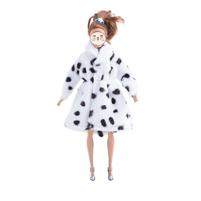 

Fashion Clothes for Doll Leopard-printed Plush Coat Doll Clothes Accessory for Kids Toy Present