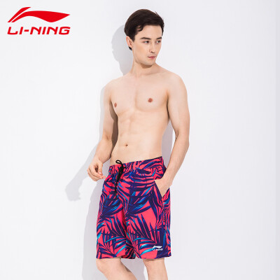 

Li Ning LI-NING couple beach pants loose large size five points swimming trunks seaside holiday fashion casual men&women couples sports shorts 793-1 male models red XXXL