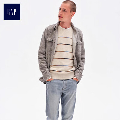 

GAP flagship store mens comfortable texture long sleeve tooling shirt 401358 heather gray