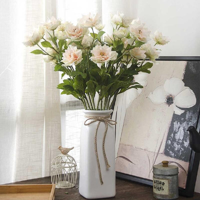 

one branch artificial flower three heads living room home decoration fake flower wedding arrangement pink