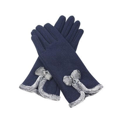 

Women Fall Winter Warm-Keeping Screen Touching Gloves Fashion Simple Bowknot Thick Windproof Gloves