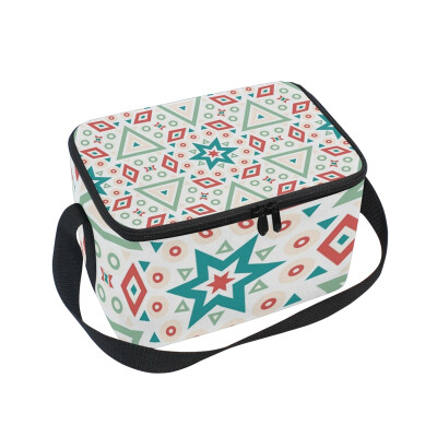 

ALAZA Insulated Lunch Box Geometric Texture Lunch Bag for Men Women Portable Tote Bag Cooler Bag