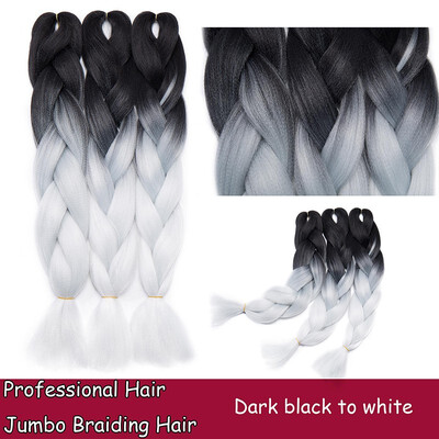 

24 Inches Braiding Hair Ombre for crochet Hair Weave with Synthetic&Twist Braiding Hair Extensions Dark black 100gpc