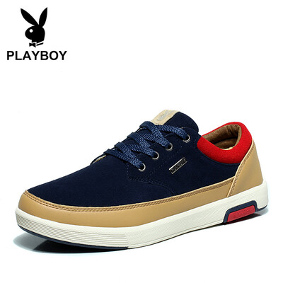 

Playboy PLAYBOY fashion hit color low help tie daily wild casual shoes male DS1034 dark blue earth yellow 39