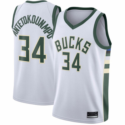 

2019 New Mens Milwaukee Bucks 34 Giannis Antetokounmpo White Green Yellow Gray Black Basketball Jersey Size -XXL