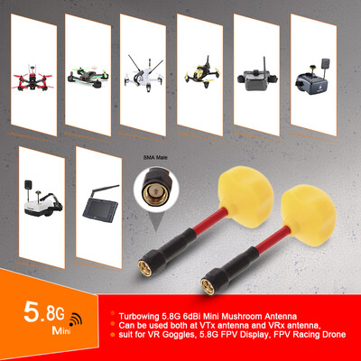 

2pcs Turbowing 58G 6dBi Mini Mushroom Antenna VTxVRx RP-SMA Male for VR Goggles QAV250 FPV Racing Drone