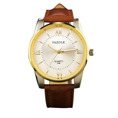 

YAZOLE 348 Men Watch Top Brand Waterproof PU Leather Roman Scale Luxury Wristwatch