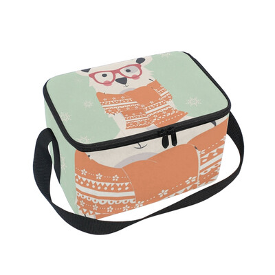 

ALAZA Lunch Box Insulated Lunch Bag Large Cooler Hipster Polar White Bear Tote Bag