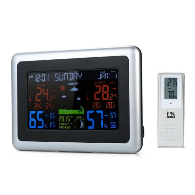 

Wireless Weather Station Color LCD Weather Forecast Clock Indoor Outdoor Thermometer Hygrometer Barometer with Backlight Snooze Ai