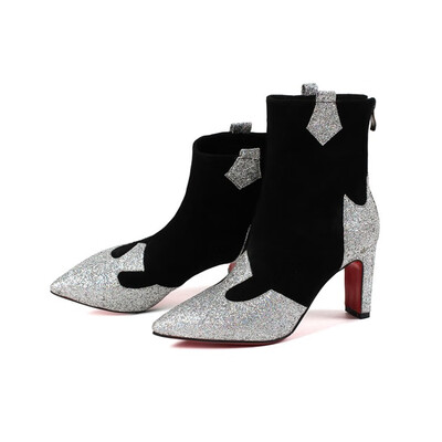 

Womens Boots Pointed Toe Rhinestone High Heel Bare Boots Fashion Sexy Booties
