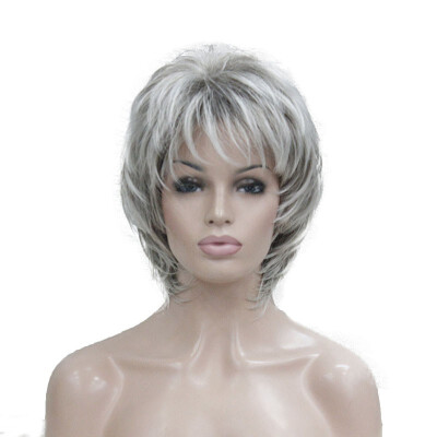 

StrongBeauty Short Soft Shaggy Layered Silver Mix Classic Cap Full Synthetic Wig Womens Wigs Blonde COLOUR CHOICES