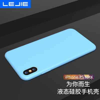 

Le connected LEJIE Apple phone case for iPhone XS blue liquid silicone new all-inclusive anti-skid soft shell protector LK-304C