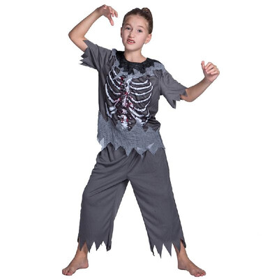 

Unisex Child Halloween Skeleton Zombie Costumes Shirt Pants Kit Masquerade Cosplay Party Props--S Size for 3-4 Years Old Kids