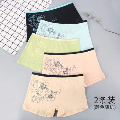 

Gangsha womens underwear womens seamless bamboo fiber fashion printing middle waist pants mixed color 2 pieces recommended waist 23-26 feet XXL