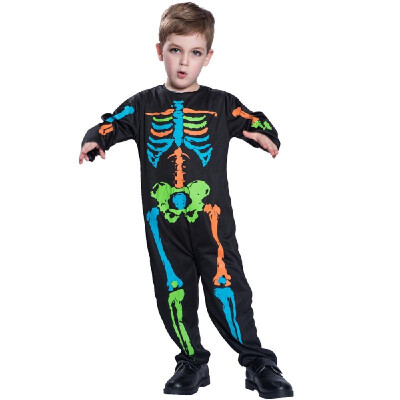 

Unisex Child Baby Halloween Colorful Skeleton Jumpsuit Costume Masquerade Cosplay Party Props-- Size for 3-4 Years Old Kids