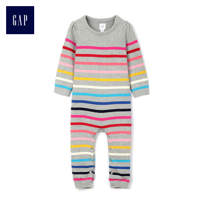 

GAP flagship store childrens clothing baby cotton color striped baby onesies newborn romper 395498 colorful stripes 59cm 3-6 months