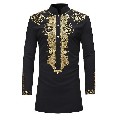 

Ethnic Style African Dashiki Print Shirt Long Sleeve Fashion Causal Men T-shirt