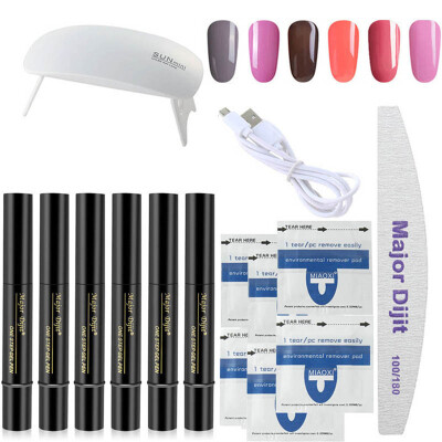 

Major Dijit 1 Set Nail Art Tools Manicure Tool 6 Colors 5ml One Step Nail Gel UV Lamp Dryer Nail Gel Kit