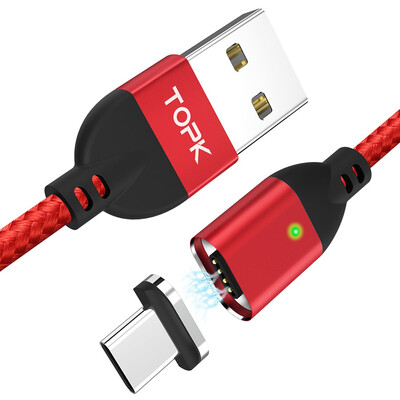 

TOPK Q-FLine Magnetic USB C Cable For Samsung Galaxy S9 Plus S8 Quick Charge 30 USB Type C Fast Charging Data Type-C Cable