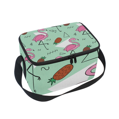 

ALAZA Lunch Box Insulated Flamingo And Triangle Lunch Bag Large Cooler Tote Bagfor Men Women