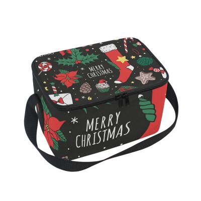 

ALAZA Lunch Box Insulated Lunch Bag Large Cooler Christmas Elements Tote Bag