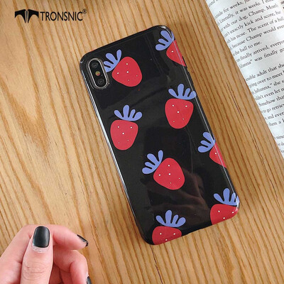 

TRONSNIC Strawberry Phone Case for iPhone 6 6s Plus Funny Black White Shiny Cases Soft Covers Fashion