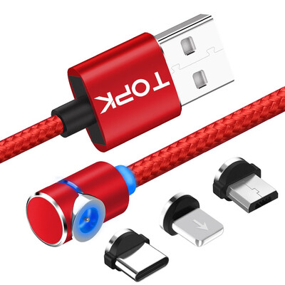 

TOPK RLine-L 90 Degree L Type Magnetic Cable Nylon Braided LED Magnet Cable & Micro USB Cable & USB Type-C USB C Cable