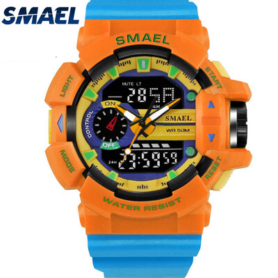 

Mens Stylish Sports Multi-function Electronic Waterproof Watch Dual Display Wristwatches