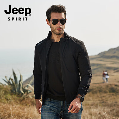 

JEEP Jeep Jacket Men 2019 Spring New Casual Mens Stand Collar Short Jacket Mens Shirt JPL2677 Black M