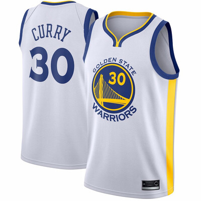 

2019 New Mens Golden State Warriors 30 Stephen Curry Blue Black Yellow White Basketball Jersey Size S-XXL