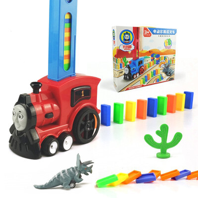

Rainbow Colored Domino Building Blocks Train Dinosaur Pull Car Toy Child Educational Toys Kids Gift